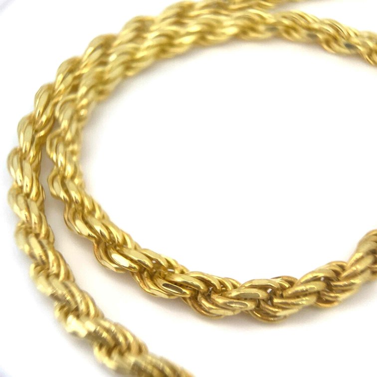 14K Gold Vermeil Over 2 oz  26" Thick Rope Chain 68.2 Grams 