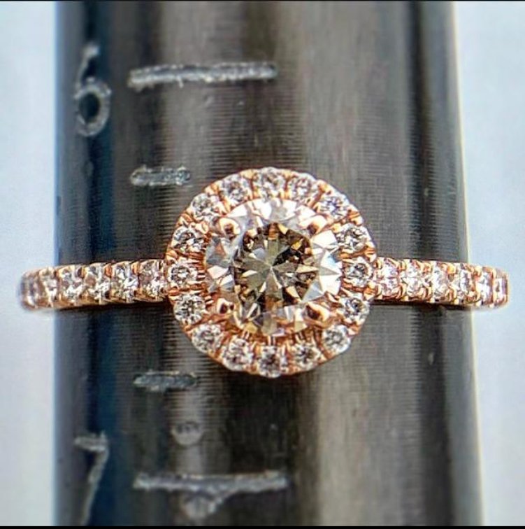 New! 14K Solid Rose Gold Diamond Ring  Size 6.5