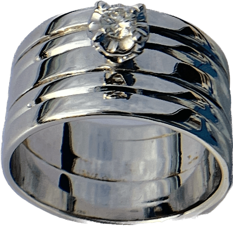 14K Solid White Gold 3.6mm Diamond Solitaire 7.6 Grams