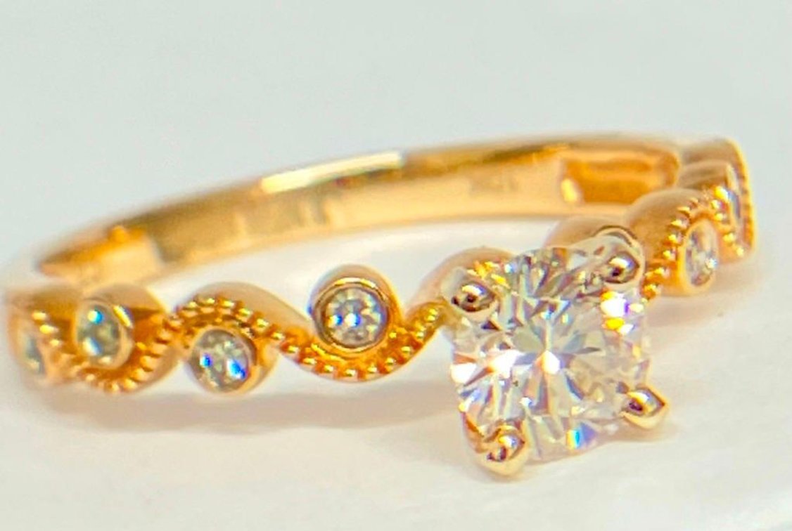 Over 1/2 Carat Diamond Engagement Ring 10K Gold Band  Size 7