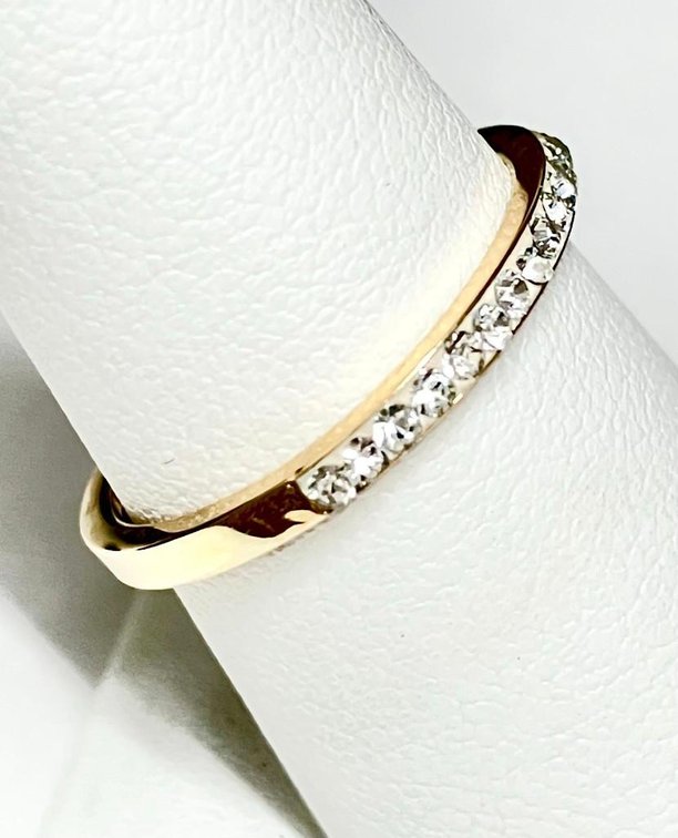 14K Solid Gold Half Eternity Simulated Diamond Ring  Size 8.25
