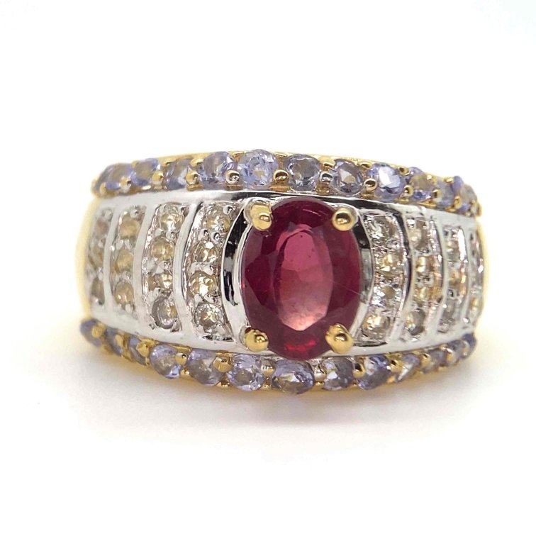 1+ CARAT GENUINE RED RUBY OVAL GEMSTONE 14K YELLOW GOLD OVER STERLING SILVER