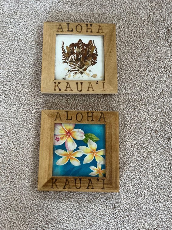  handcrafted wooden frames with pictures