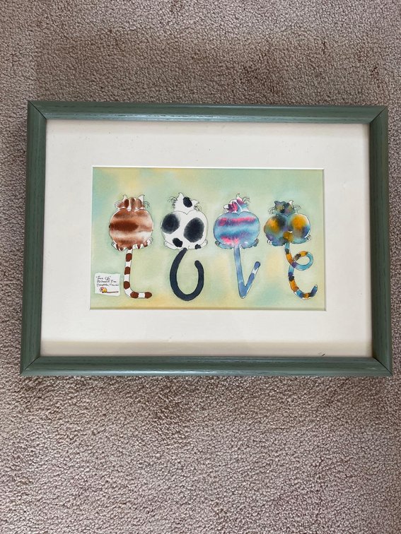 “Love Cats” watercolor by Michael S.K.Lee