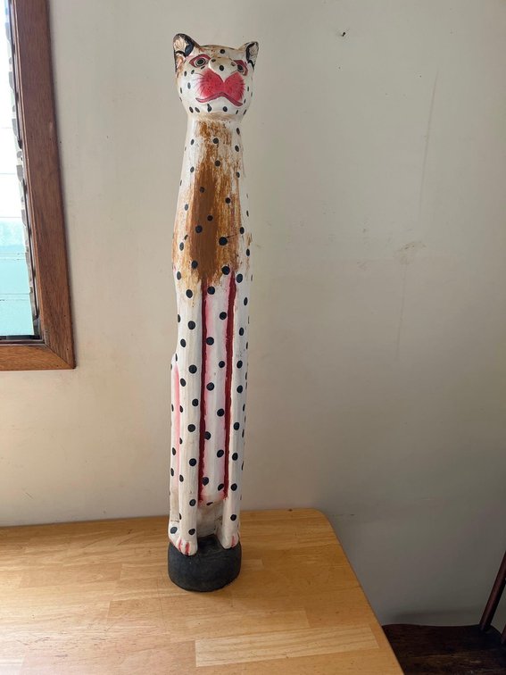 wooden cat carving