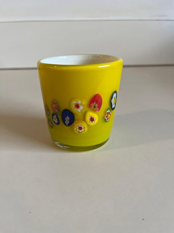inlaid glass, flower cup handcrafted