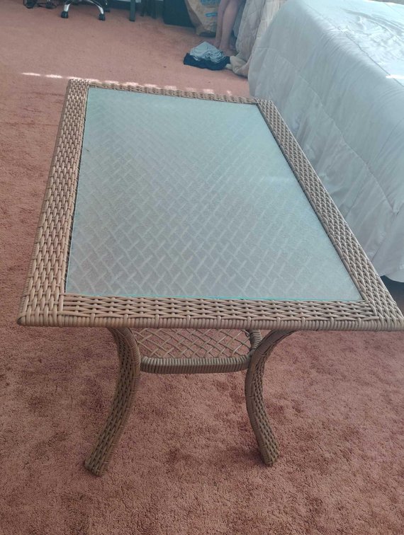 Rattan Glass Coffee Table
