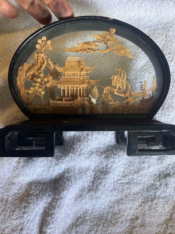 Antique Chinese Crane and sandle wood hand made Shadow Box AUTHENTIC ITEM