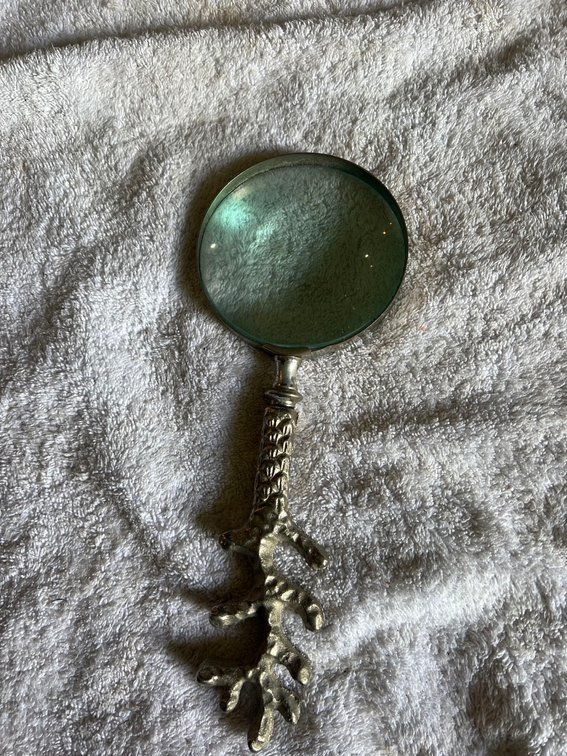 Vintage Coral /Silver Magnifying Glass