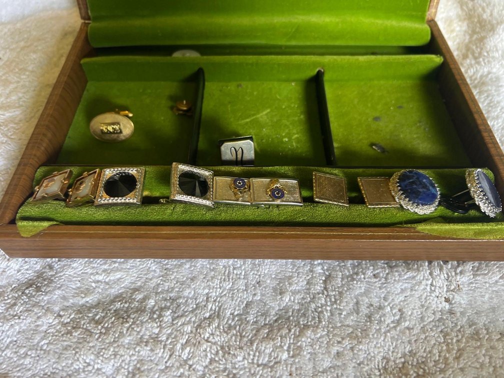 RARE OLD Military vintage cuff link set and biox