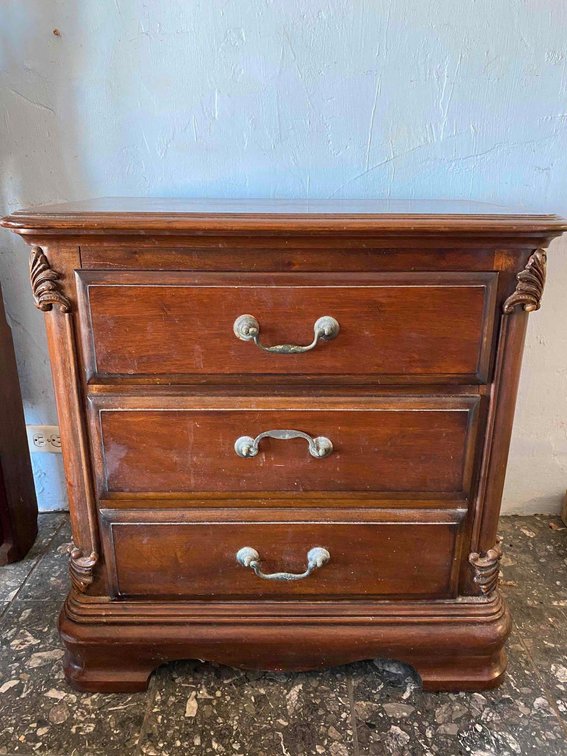 Three Drawer Wood Night Stand 