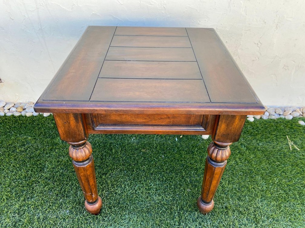 24" Rustic Dark Birch Wood Side Table 