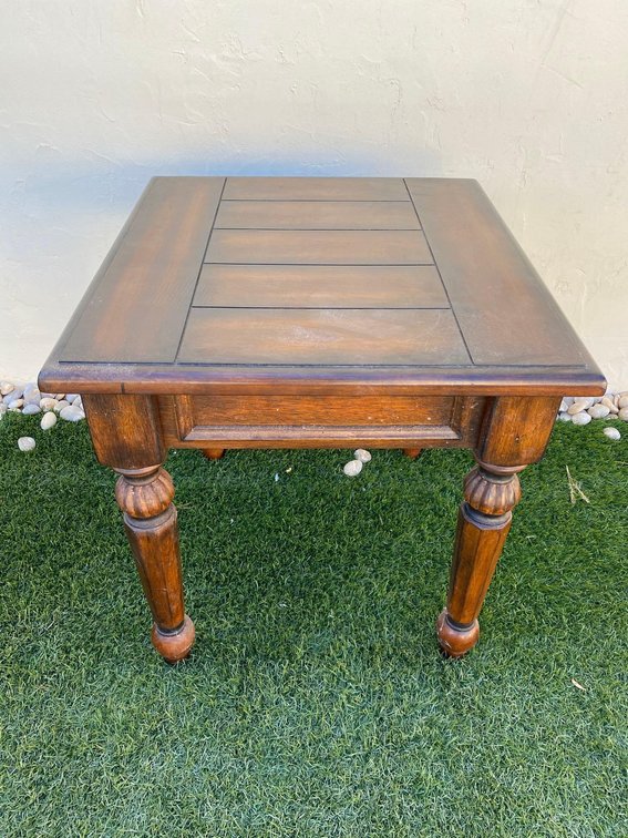 24" Rustic Dark Birch Wood Side Table 