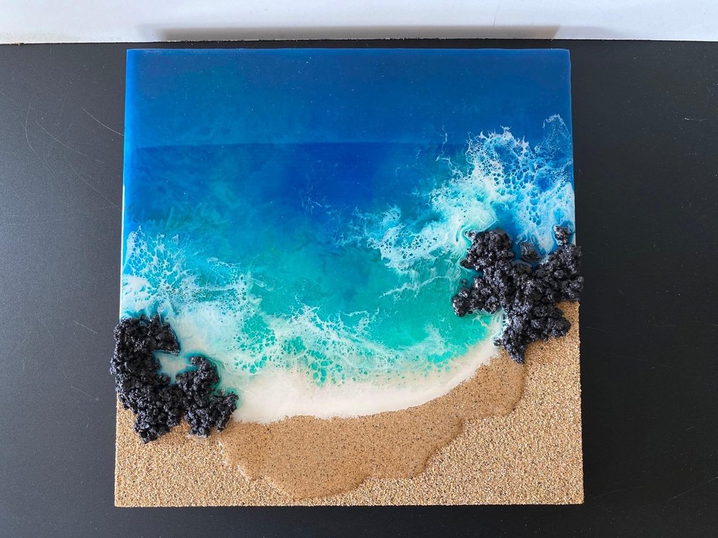 12" X 12" Local Kauai Artist Signed "Aaron" Secret Beach 3D Style Art