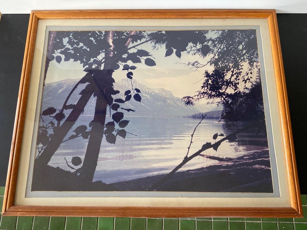 Framed Mountain/Lake Photograph 
