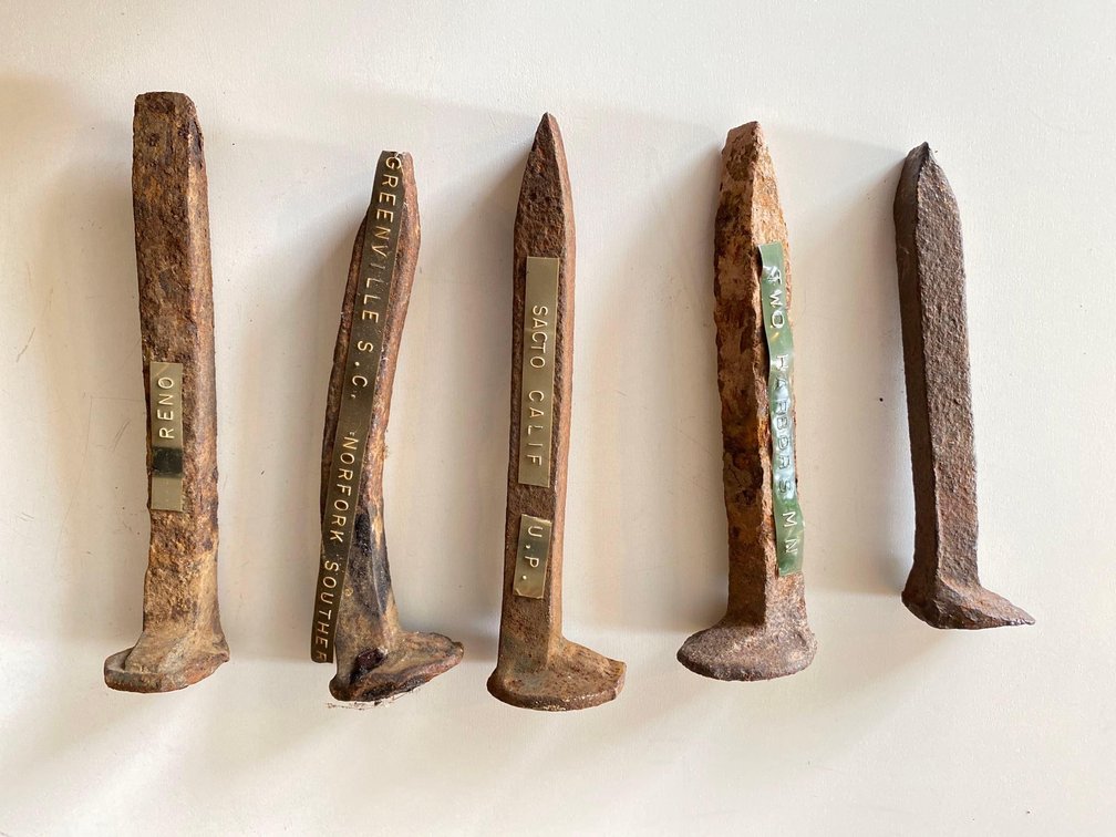 (X's 5) Antique/Vintage Railroad Metal Stakes From Around The USA 
