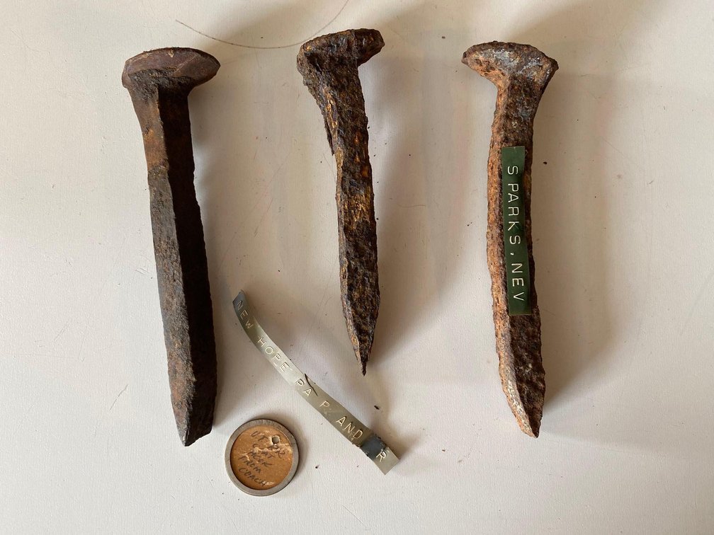 (X's 3) Antique/Vintage Railroad Metal Stakes From Around The USA 