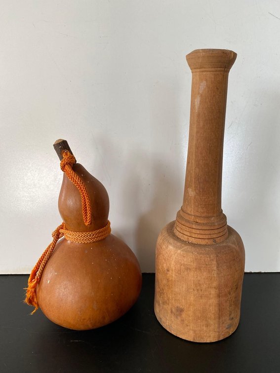 Hand Crafted Wooden Music Shaker and Flask Style Gourd