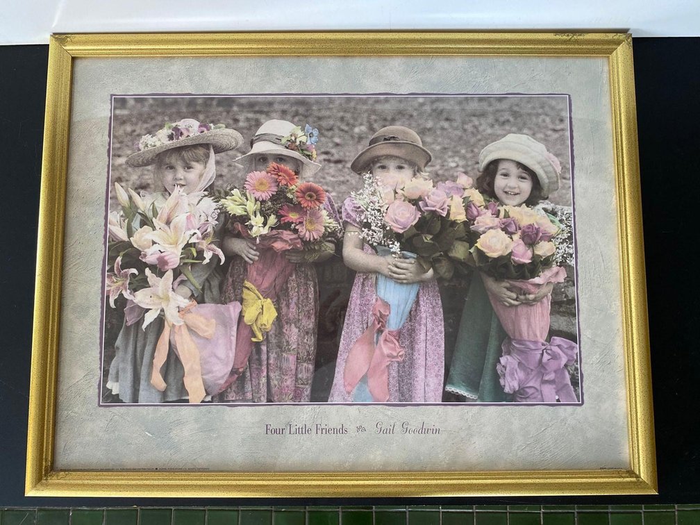 Framed "Four Little Friends" by Gail Goodwin 