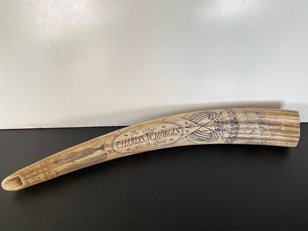 The Ship Charles. W. Morgan New Bedford Faux Scrimshaw Long Tusk 