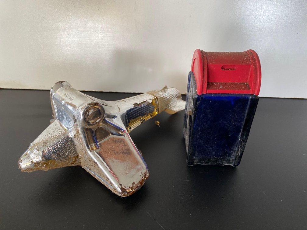 Vintage Avon Excalibur After Shave Plane Bottle and Post Box Bottle 