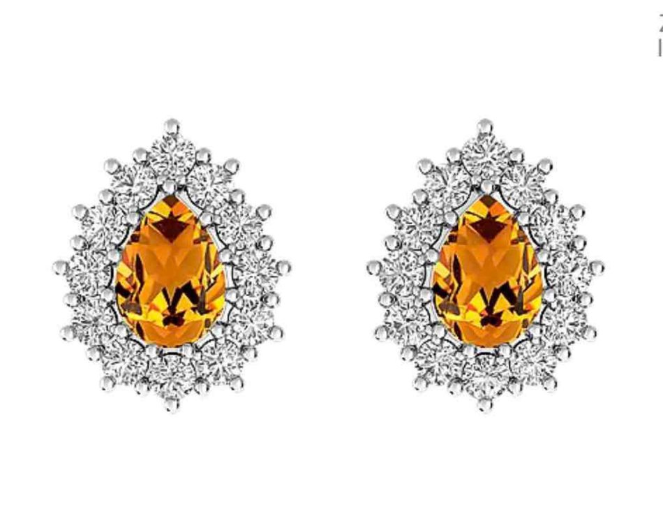ZALES NEW 14k WHITE GOLD .WHITE TOPAZ & DIAMOND and 2 Carat pear Shaped Citrine $699 at Zales now!