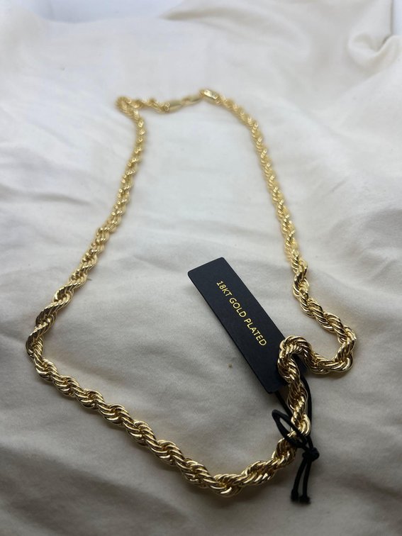 18k GOLD PLATED 8.5 mm Italian rope Chain BRAND NEW