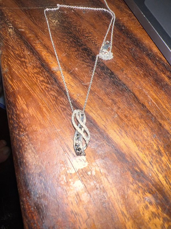 GORGEOUS! Black And White Diamond pure 925 Silver Necklace ! Custom Made! $699 retail