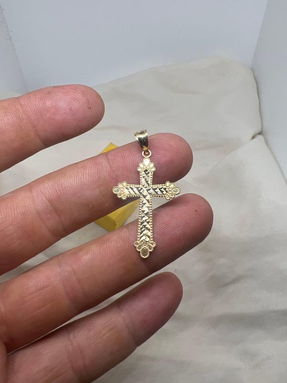 14k SOLID Cross RARE DESIGNER FROM ITALY