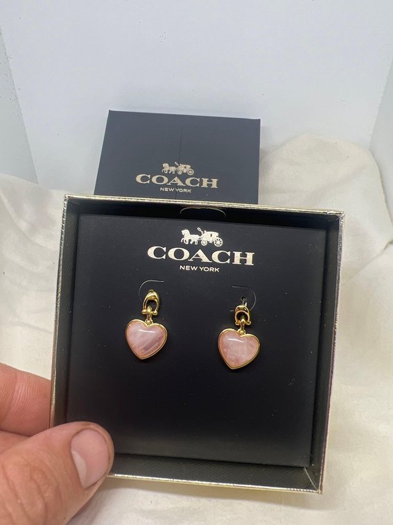 COACH_ Name brand rare rose quartz crystal earrings