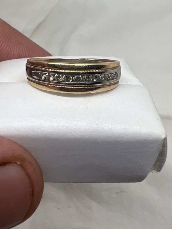 14k SOLID GOLD MENS WEDDING RING WITH .34 Carats of Diamonds