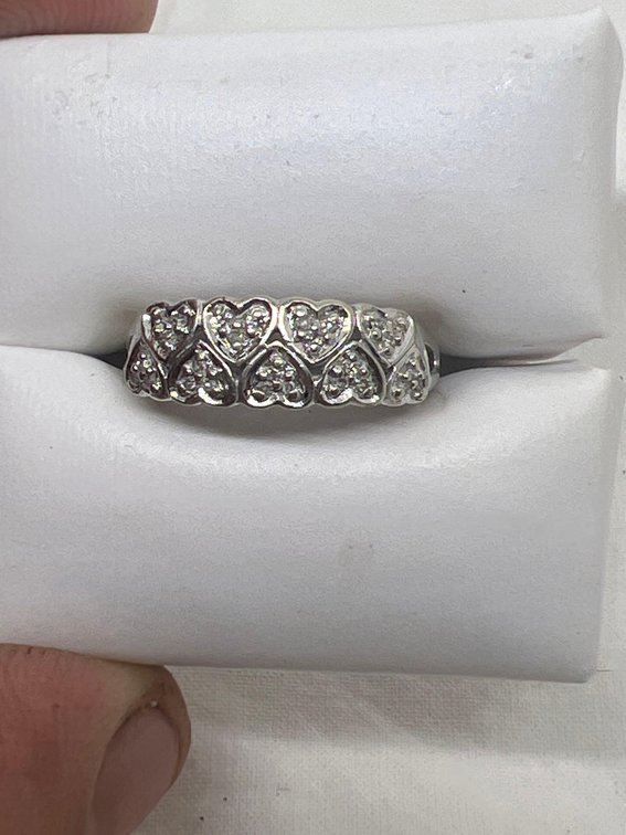 10k Solid white gold MOM With .14 diamonds in Heart Shaped CUSTOM MADE