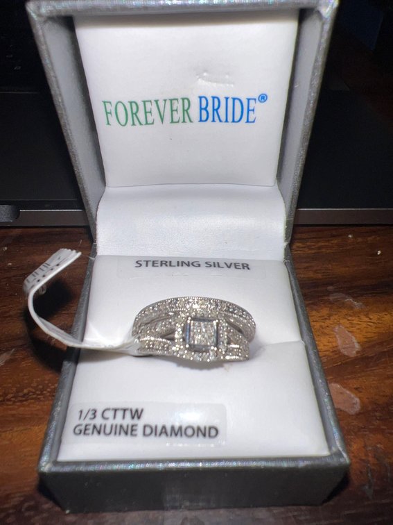 1/3 CARAT DIAMOND WEDDING RING SET in 925 Silver! $599 in store!