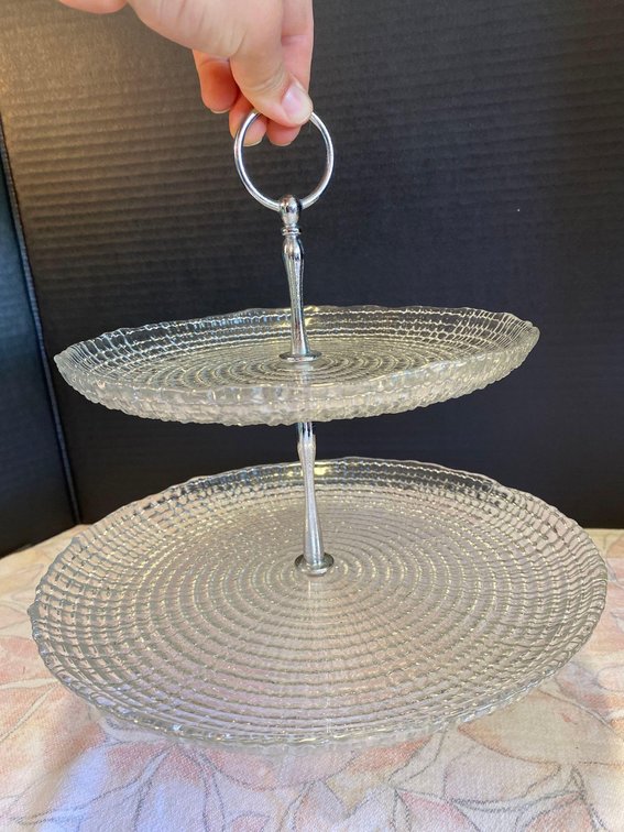 2-Tired Glass Serving Platter 