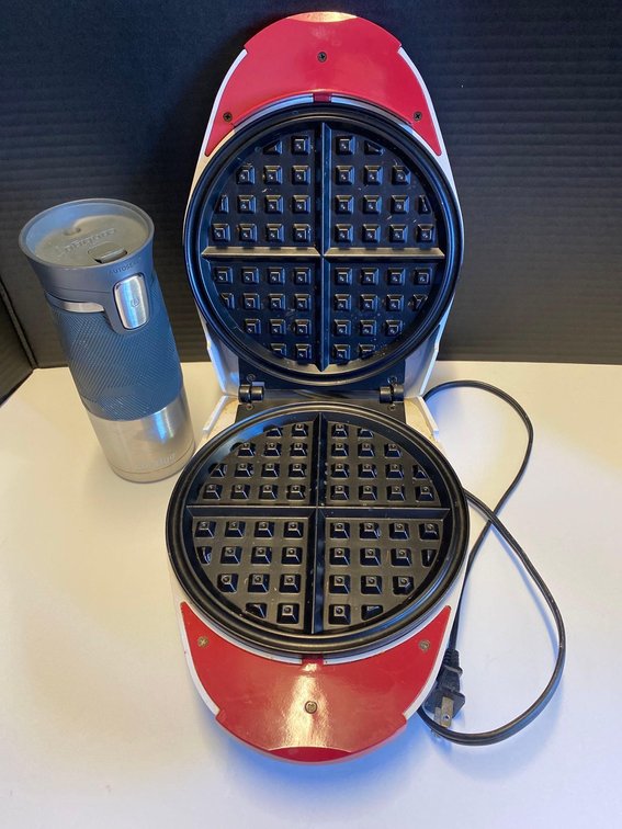 Waffle Maker and Contigo Travel Mug