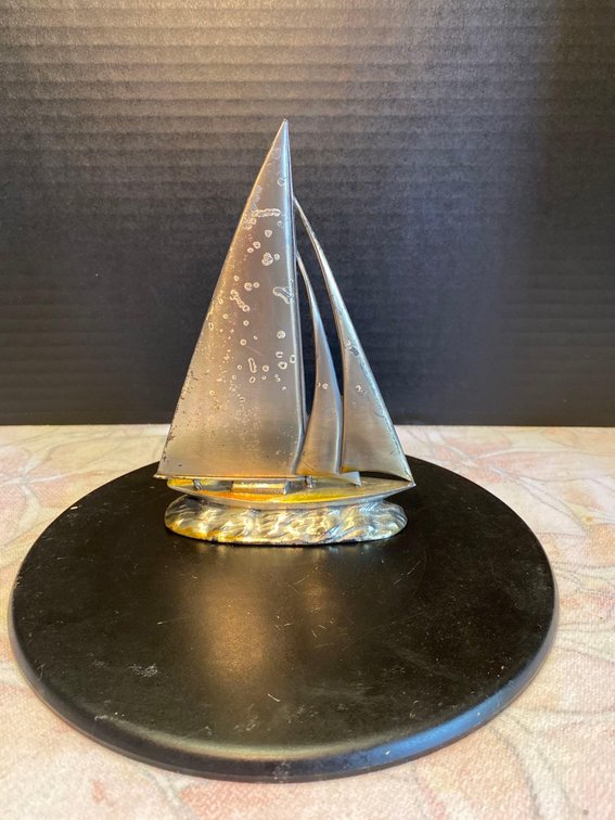 Metal Sail Boat with Metal Display Base