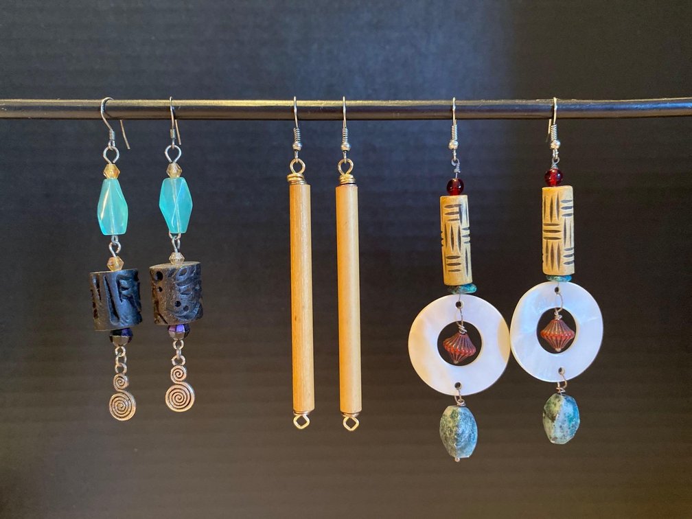(X's 3) Pairs of Hand-Made Earrings - Mother of Pearl