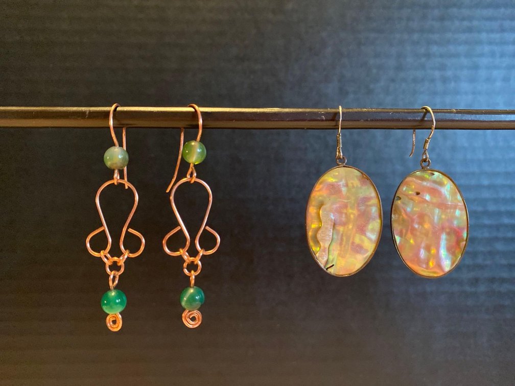 (X's 2) Pairs of Hand-Made Earrings - Sterling Silver and Genuine Stones