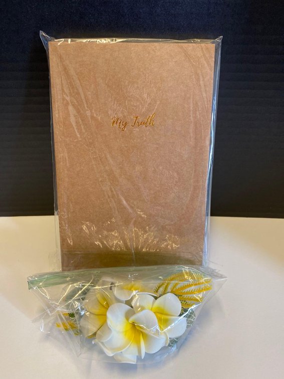 Guided Journal and Handmade Plumeria Hair Clip