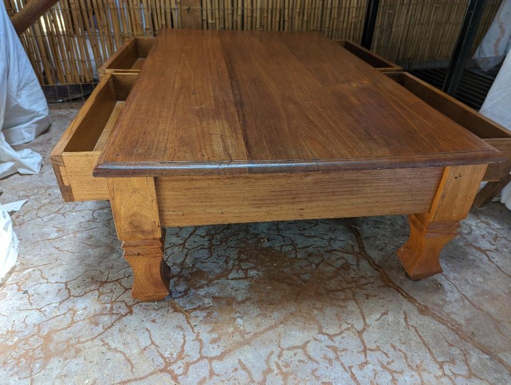 Teak Coffee Table with 4 Drawers from 2 Frogs Hugging 