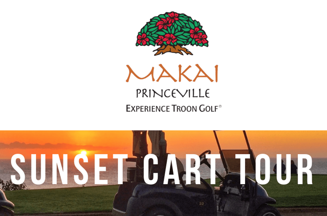 Sunset Golf Cart Tour for Two at Princeville Makai Golf Club Courtesy of East West Partners