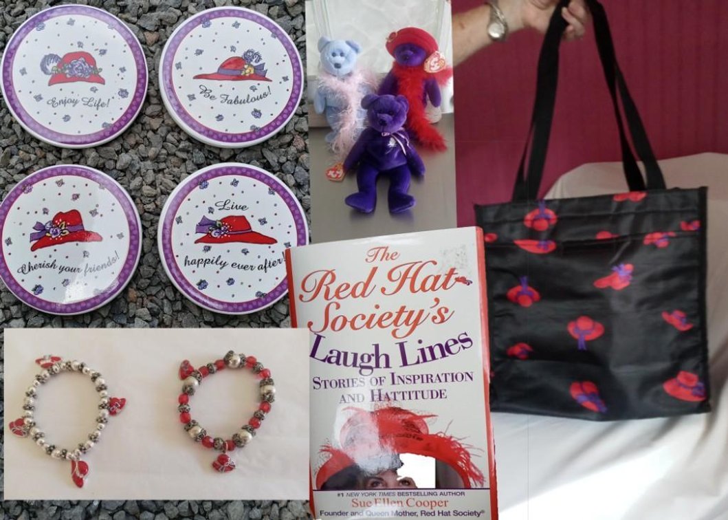 A LOT OF Red Hat Society Collectibles   MUST SEE photos