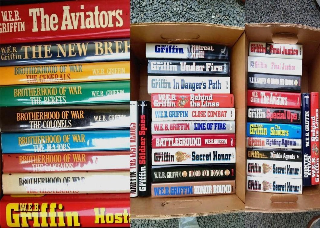 Three (3) boxes W.E.B. Griffin Books