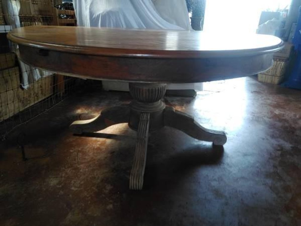 Antique Round Top Table worth $$$ when refinished