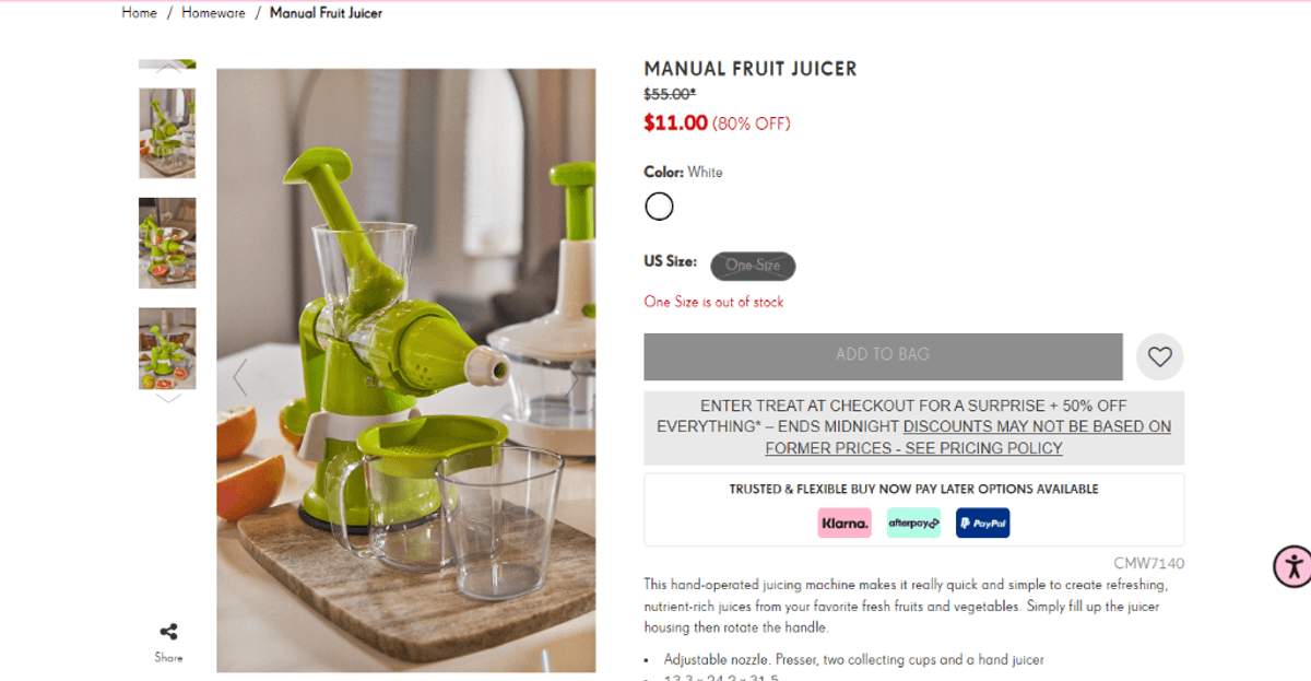 Chef's Star Manual Hand Crank Single Auger Juicer w/ Suction Base