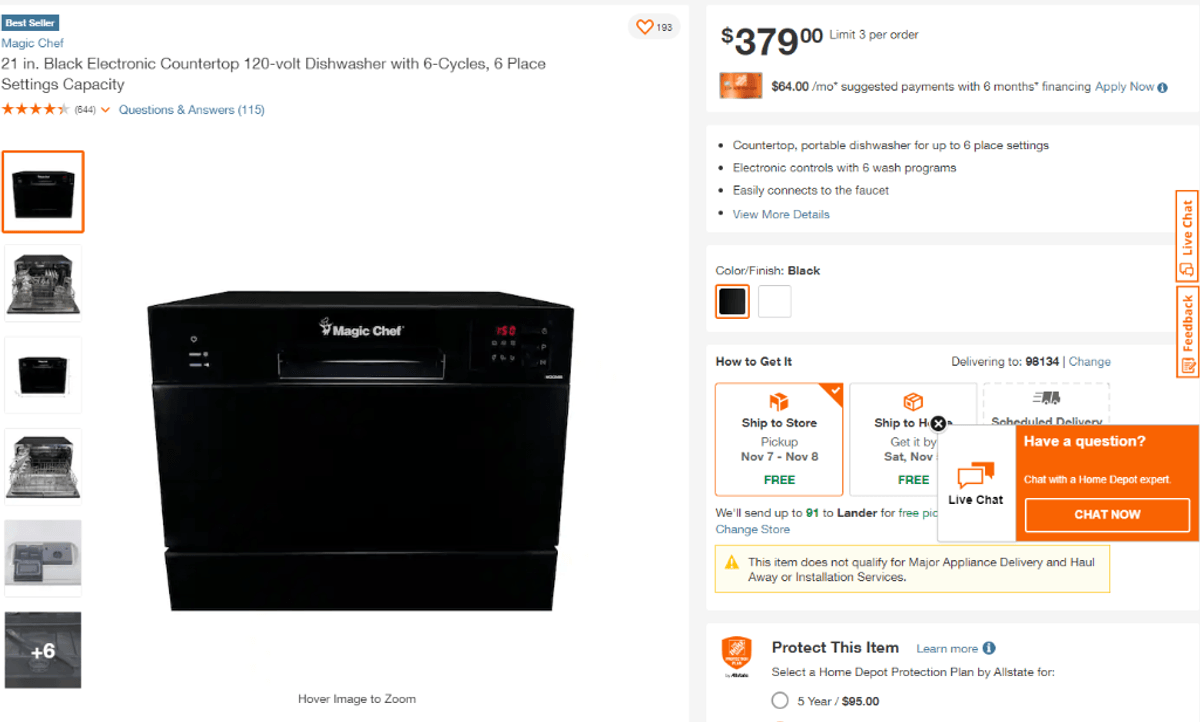 LIGHTLY USED Magic Chef Countertop Dishwasher