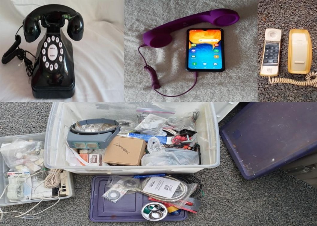 Misc box of electrical parts, PHONES and accessories 