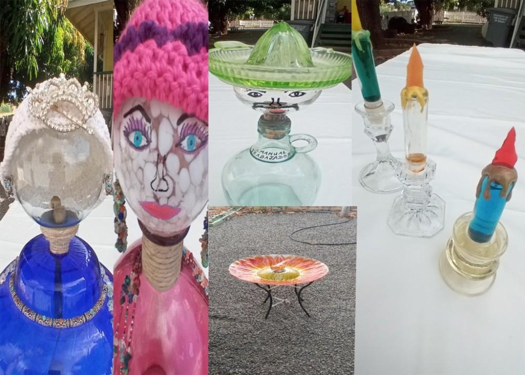 LOT:  Jar Art  / Glass Candles /  Fountain with Solar light