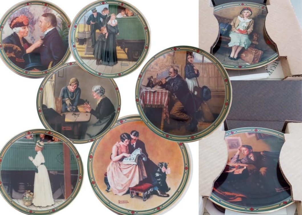 AUTHENTIC Collectible ROCKWELL Hand painted plates "The American Dream" Series