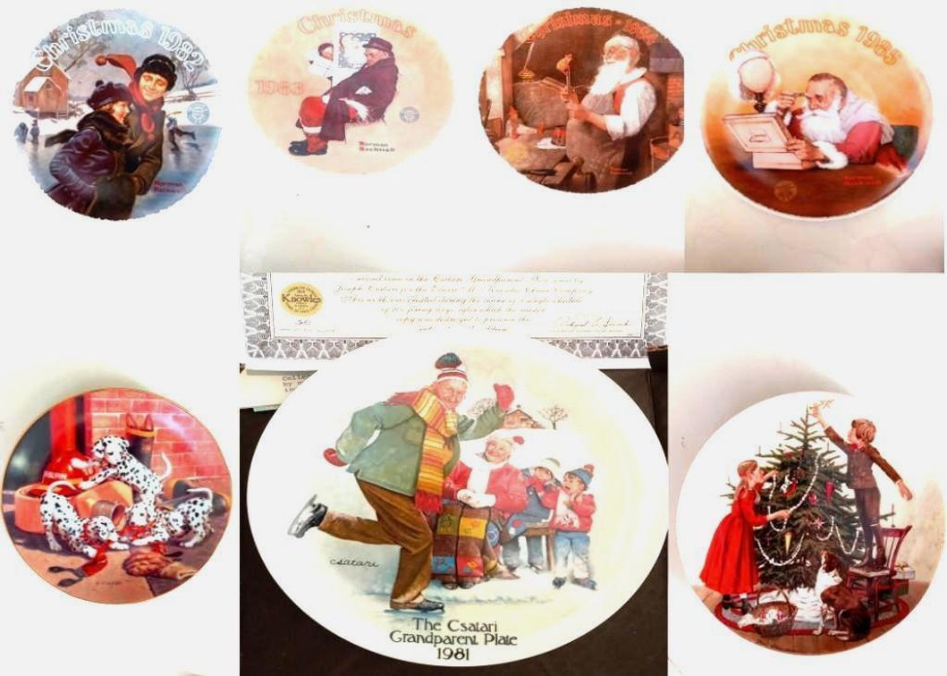 7 Christmas Plates, Originals by Don Spaulding & Csatari
